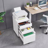 Mondawe Modern 3-Drawer Vertical File Cabinet, 17.32  14.57  23.63in Metal Filing Cabinet with Lock, White