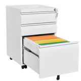 Mondawe Modern 3-Drawer Vertical File Cabinet, 17.32  14.57  23.63in Metal Filing Cabinet with Lock, White