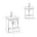 Simpli Home Maile 28" Freestanding Pure White Laundry Sink with Cabinet and Faucet