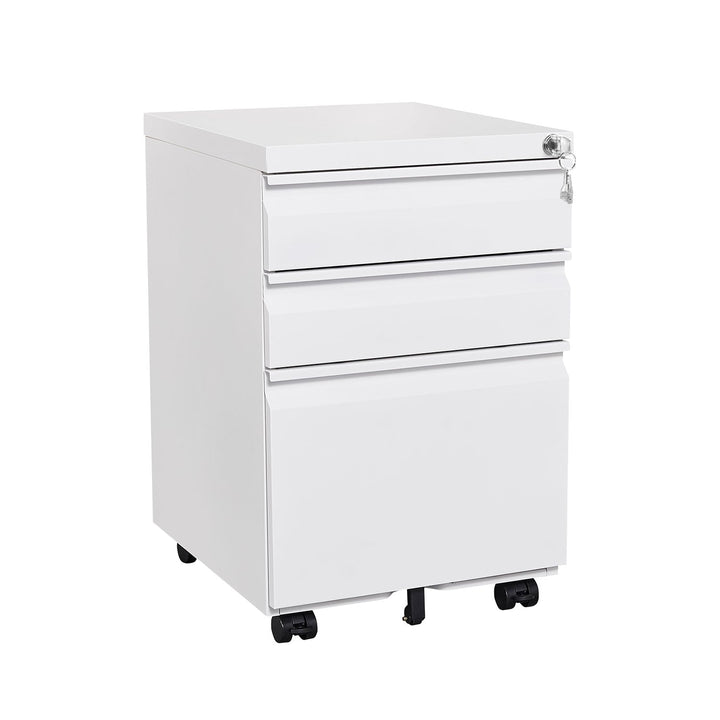 Mondawe Modern 3-Drawer Vertical File Cabinet, 17.32  14.57  23.63in Metal Filing Cabinet with Lock, White