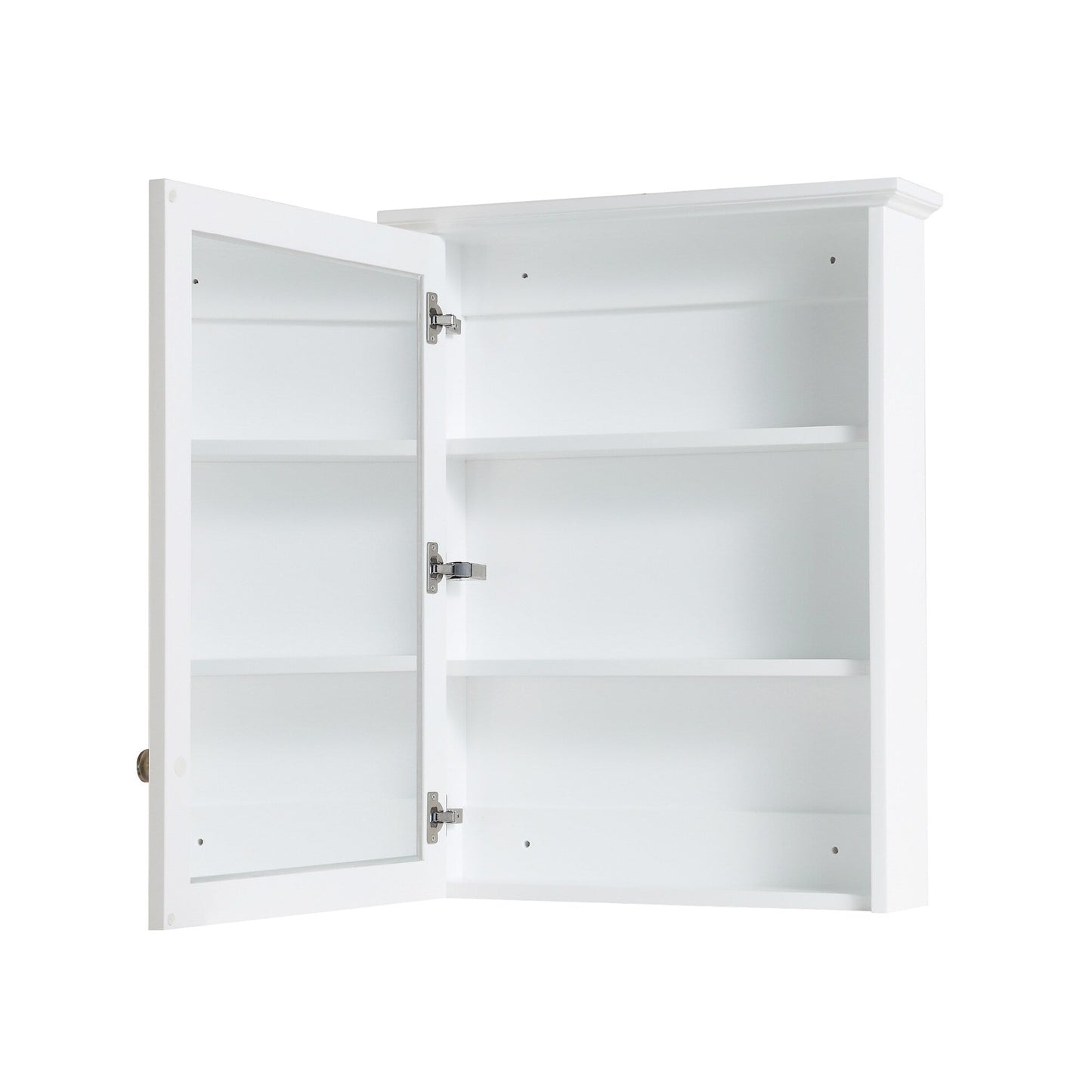 Forclover Assembled Solid Wood 24-in x 30-in Surface Mount White Mirrored Soft Close Medicine Cabinet