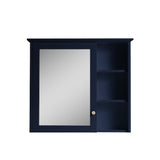 Forclover Assembled Solid Wood 34-in x 30-in Surface Mount Navy Blue Mirrored Soft Close Medicine Cabinet