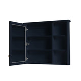 Forclover Assembled Solid Wood 34-in x 30-in Surface Mount Navy Blue Mirrored Soft Close Medicine Cabinet