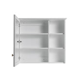 Forclover Assembled Solid Wood 34-in x 30-in Surface Mount Gray Mirrored Soft Close Medicine Cabinet