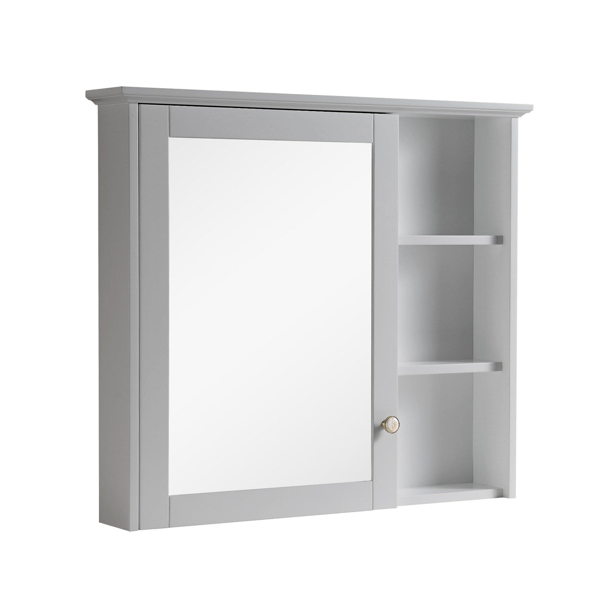 Forclover Assembled Solid Wood 34-in x 30-in Surface Mount Gray Mirrored Soft Close Medicine Cabinet