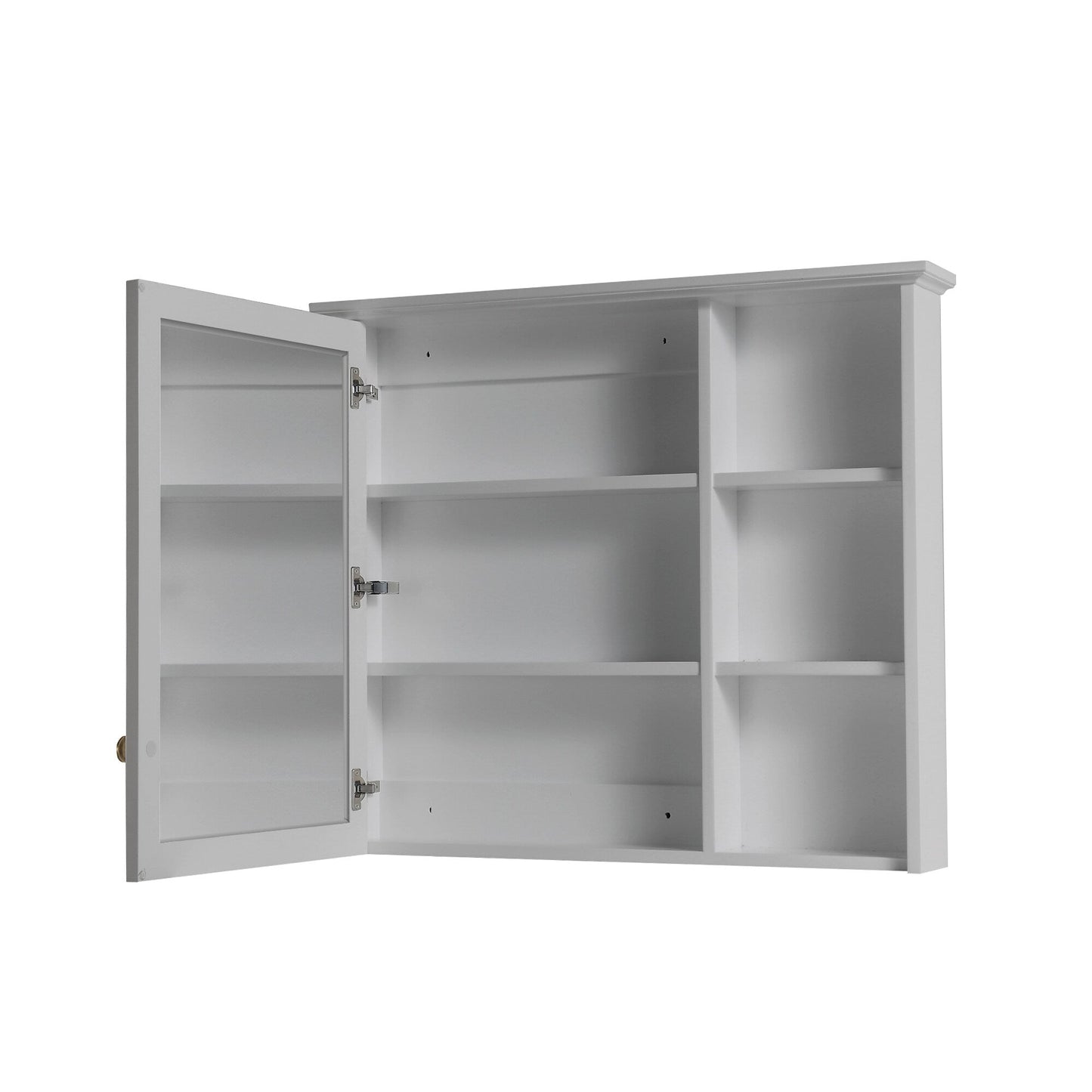 Forclover Assembled Solid Wood 34-in x 30-in Surface Mount Gray Mirrored Soft Close Medicine Cabinet