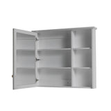 Forclover Assembled Solid Wood 34-in x 30-in Surface Mount Gray Mirrored Soft Close Medicine Cabinet