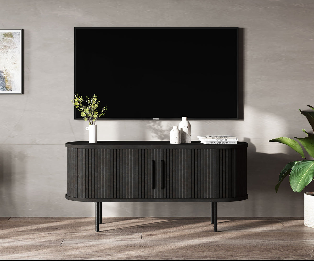 Black Oak Contemporary/Modern Wood Media Cabinet