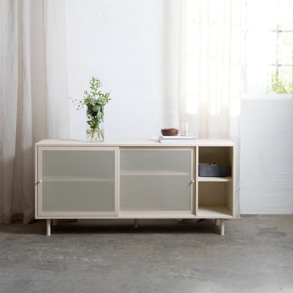 Contemporary/Modern Greige Metal Sideboard