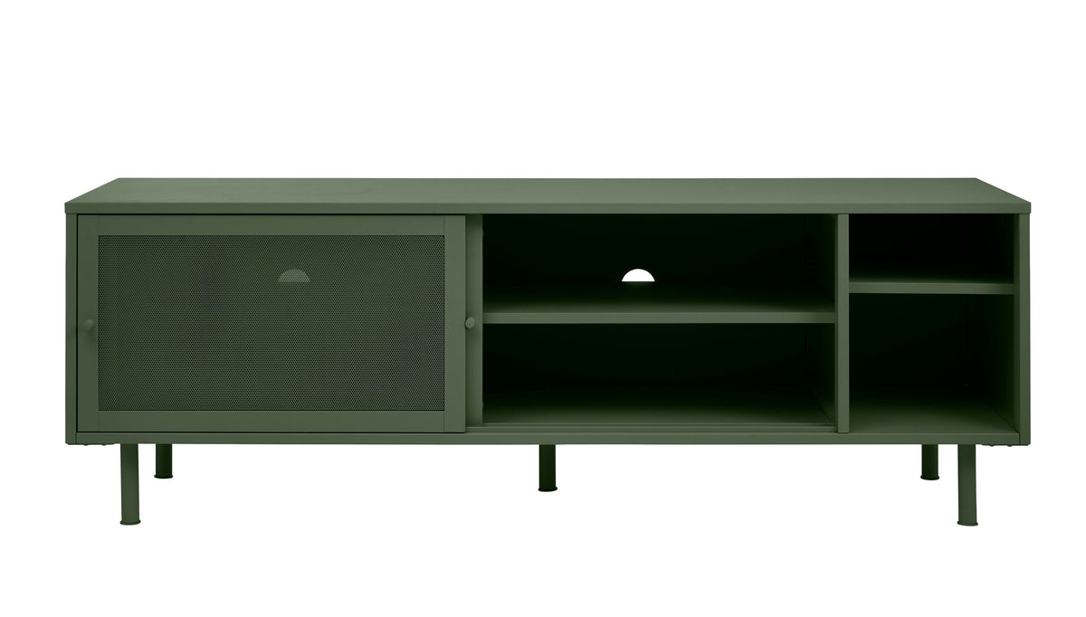 Olive Green Contemporary/Modern Metal Media Cabinet