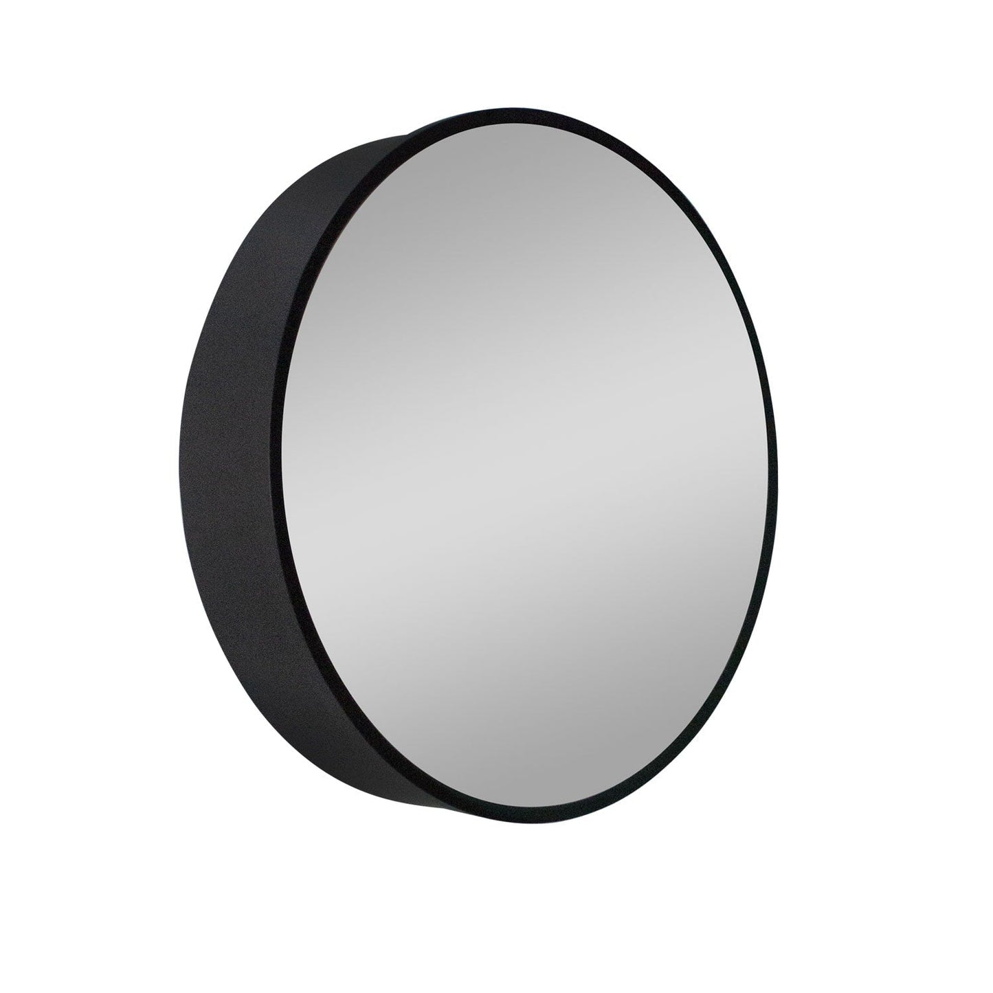 WELLFOR AO 24-in x 24-in Surface Mount Black Mirrored Round Medicine Cabinet