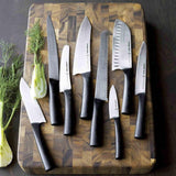 15-Piece Stainless Steel Carbon 6-Cutlery Set with Acacia Downtown Knife Block
