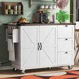 BABOOM White Mdf Base with Composite Top Rolling Kitchen Island (28.7-in x 54.5-in x 36.5-in)