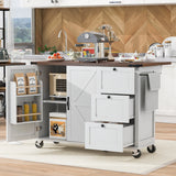 BABOOM White Mdf Base with Composite Top Rolling Kitchen Island (28.7-in x 54.5-in x 36.5-in)