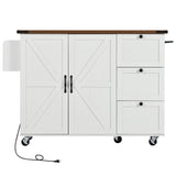 BABOOM White Mdf Base with Composite Top Rolling Kitchen Island (28.7-in x 54.5-in x 36.5-in)