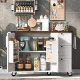 BABOOM White Mdf Base with Composite Top Rolling Kitchen Island (28.7-in x 54.5-in x 36.5-in)