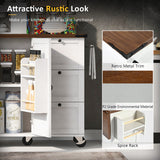 BABOOM White Mdf Base with Composite Top Rolling Kitchen Island (28.7-in x 54.5-in x 36.5-in)