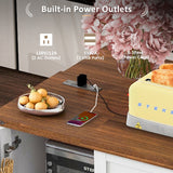 BABOOM White Mdf Base with Composite Top Rolling Kitchen Island (28.7-in x 54.5-in x 36.5-in)