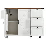 BABOOM White Mdf Base with Composite Top Rolling Kitchen Island (28.7-in x 54.5-in x 36.5-in)