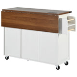 BABOOM White Mdf Base with Composite Top Rolling Kitchen Island (28.7-in x 54.5-in x 36.5-in)