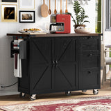 BABOOM Black Mdf Base with Composite Wood Top Rolling Kitchen Island (28.75-in x 54.5-in x 36.5-in)