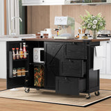 BABOOM Black Mdf Base with Composite Wood Top Rolling Kitchen Island (28.75-in x 54.5-in x 36.5-in)