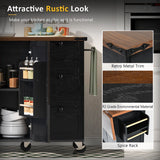 BABOOM Black Mdf Base with Composite Wood Top Rolling Kitchen Island (28.75-in x 54.5-in x 36.5-in)