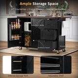 BABOOM Black Mdf Base with Composite Wood Top Rolling Kitchen Island (28.75-in x 54.5-in x 36.5-in)
