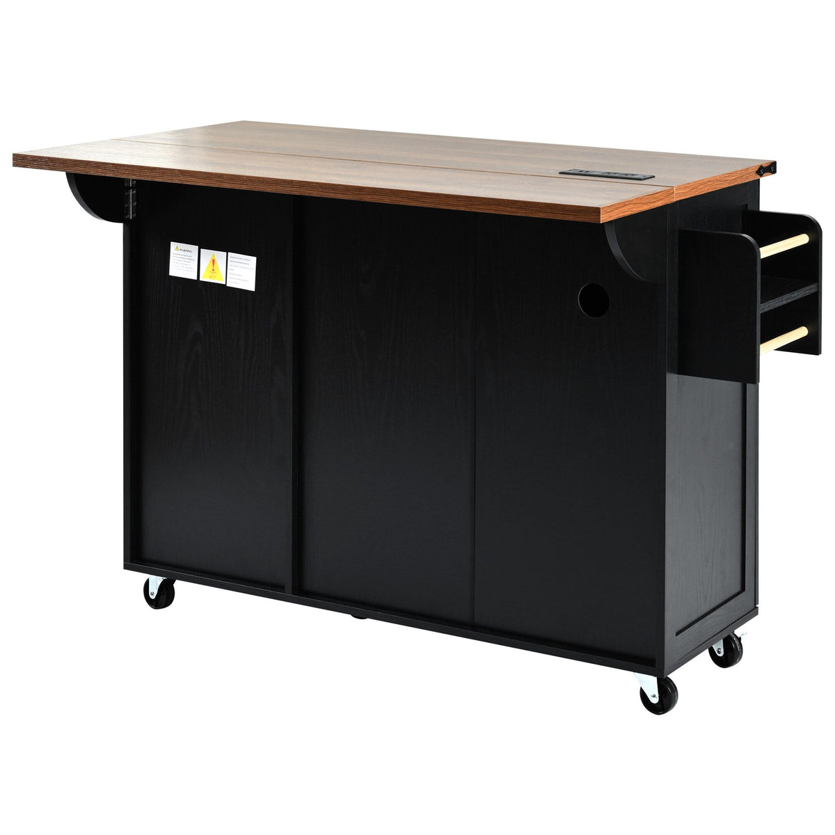 BABOOM Black Mdf Base with Composite Wood Top Rolling Kitchen Island (28.75-in x 54.5-in x 36.5-in)