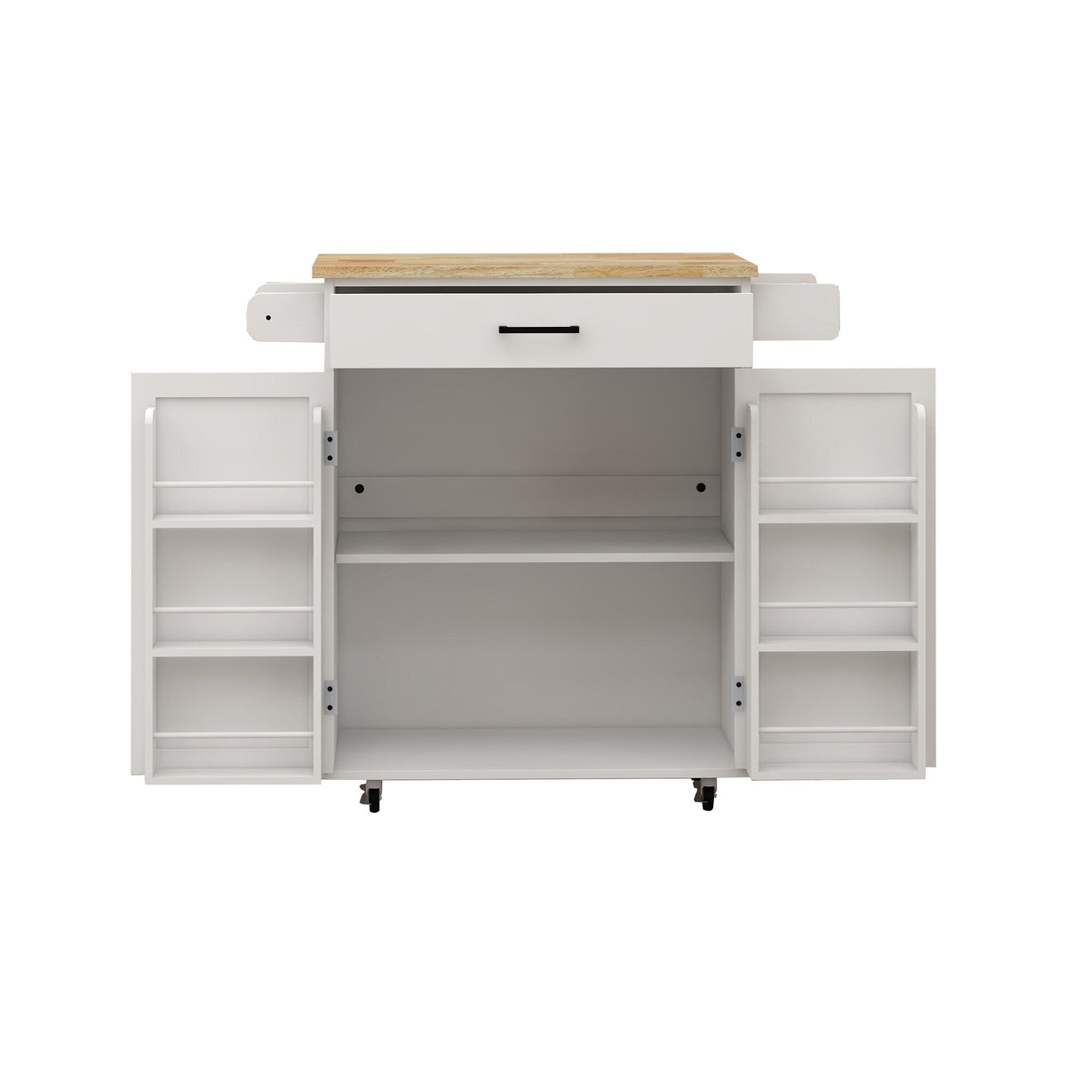 BABOOM White Mdf Base with Wood Top Rolling Kitchen Island (17.71-in x 36.61-in x 36.02-in)