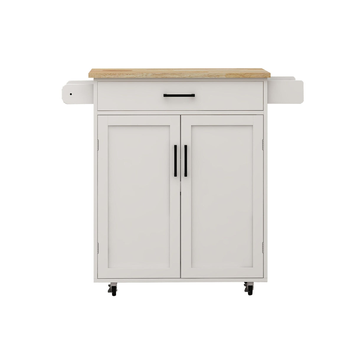 BABOOM White Mdf Base with Wood Top Rolling Kitchen Island (17.71-in x 36.61-in x 36.02-in)