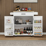 BABOOM White Mdf Base with Wood Top Rolling Kitchen Island (17.71-in x 36.61-in x 36.02-in)