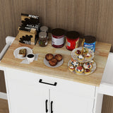 BABOOM White Mdf Base with Wood Top Rolling Kitchen Island (17.71-in x 36.61-in x 36.02-in)