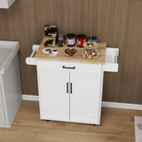 BABOOM White Mdf Base with Wood Top Rolling Kitchen Island (17.71-in x 36.61-in x 36.02-in)