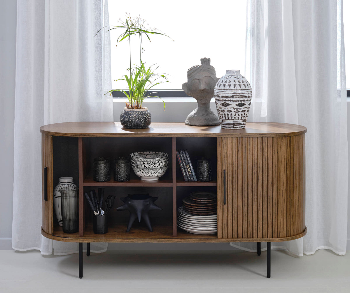 Contemporary/Modern Smoked Oak Wood Oak Sideboard