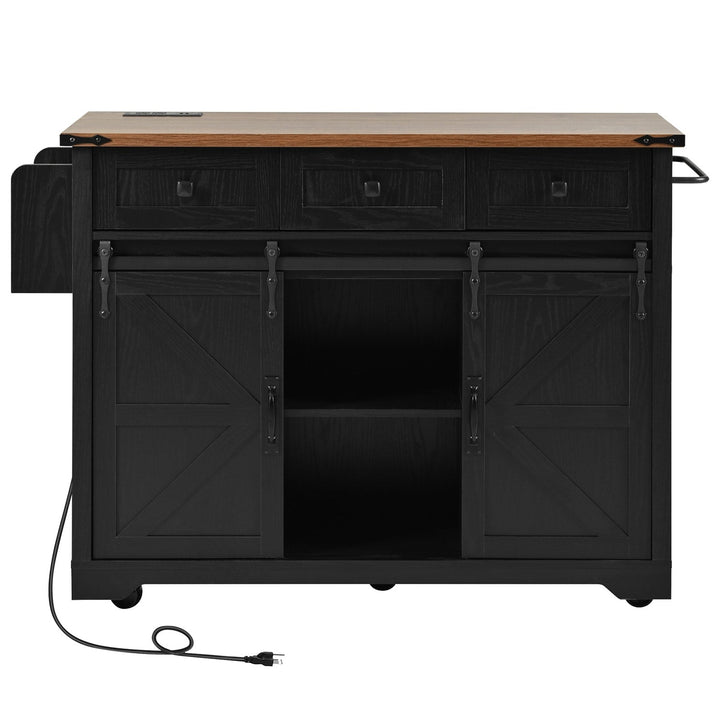 SINOFURN Black Mdf Base with Mdf Top Rolling Kitchen Cart (17.7-in x 53.8-in x 37-in)