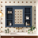 AAZJ CMR 35-in x 27.5-in Surface Mount Navy Blue Mirrored Medicine Cabinet