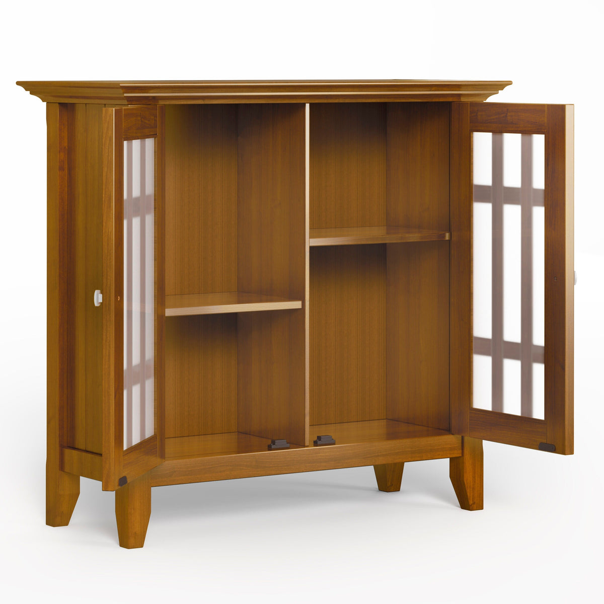 Simpli Home Bedford Light Golden Brown Transitional Wood Media Cabinet