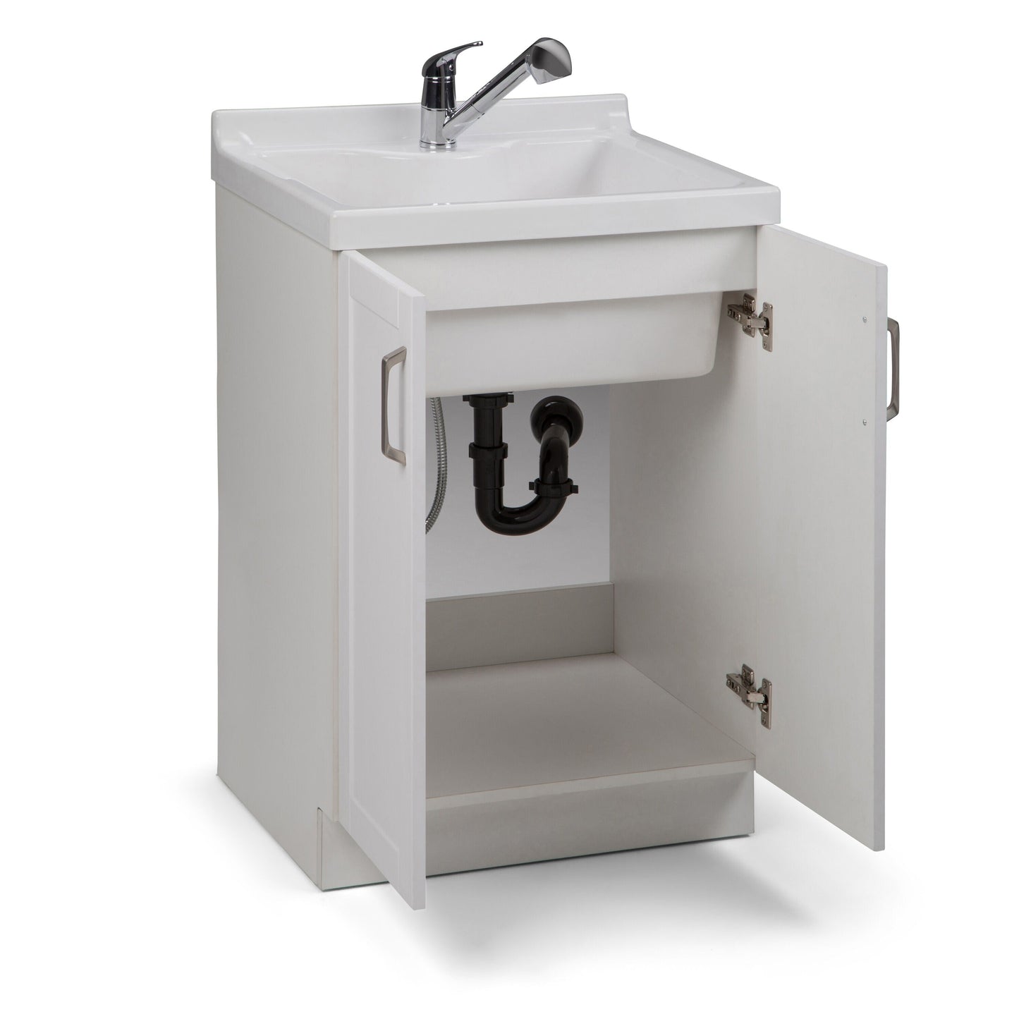 Simpli Home Kyle 24-Inch Pure White Freestanding Laundry Sink with Cabinet