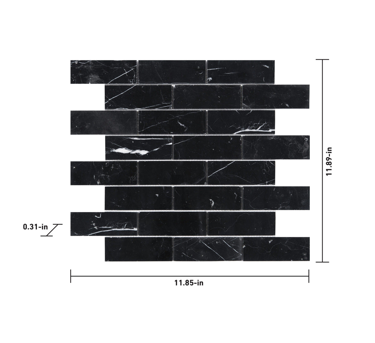 Satori Nero 12-in x 12-in Polished Natural Stone Marble Look Mosaic Wall Tile (0.97-sq. ft/ Piece)
