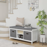 GZMR Storage Bench for Entryway with Padded Seat Modern White+Gray Storage Bench with Storage 41.3-in x 13.8-in x 18.5-in