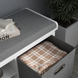 GZMR Storage Bench for Entryway with Padded Seat Modern White+Gray Storage Bench with Storage 41.3-in x 13.8-in x 18.5-in