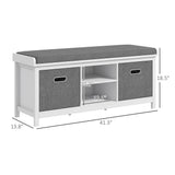 GZMR Storage Bench for Entryway with Padded Seat Modern White+Gray Storage Bench with Storage 41.3-in x 13.8-in x 18.5-in