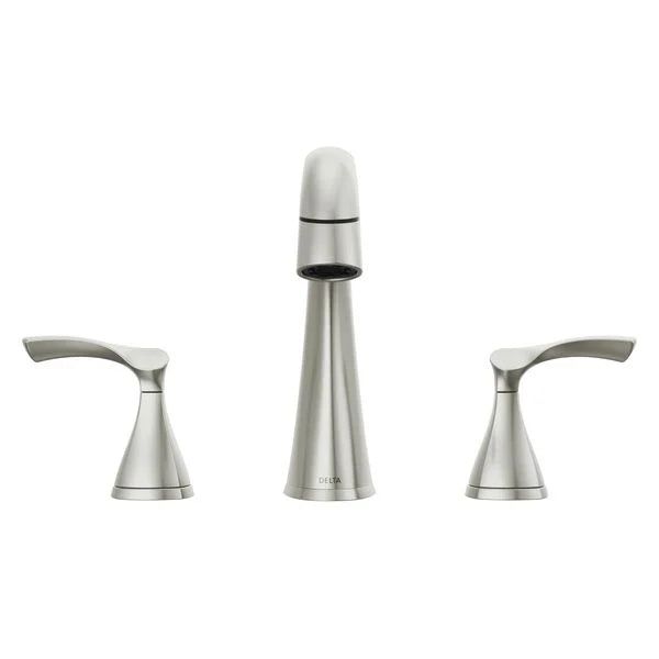 Delta Sandover Spotshield Brushed Nickel 2-handle Widespread WaterSense Bathroom Sink Faucet with Drain
