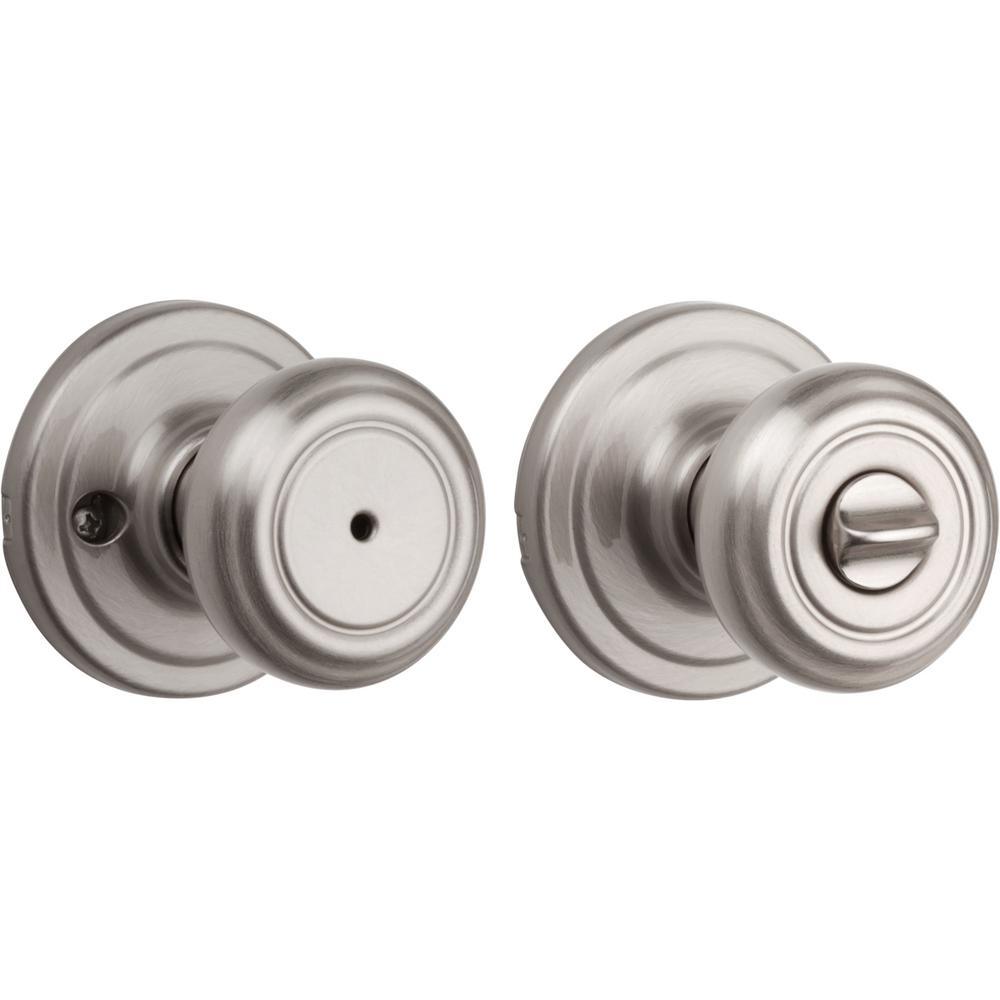 Cameron Satin Nickel Privacy Bed/Bath Door Knob Featuring Microban Antimicrobial Technology - Super Arbor