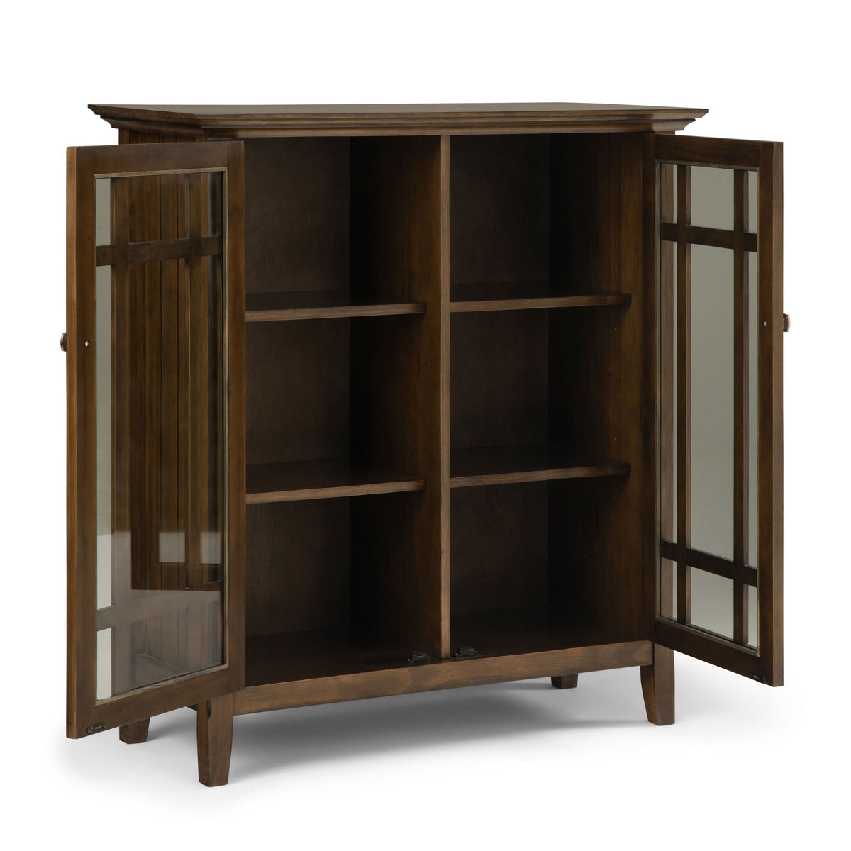 Simpli Home Bedford Rustic Natural Aged Brown Transitional Wood Media Cabinet