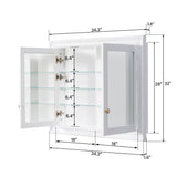 WELLFOR GRACE Solid Wood 40-in x 32-in Recessed Mount White Mirrored Soft Close Medicine Cabinet