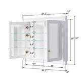 WELLFOR GRACE Solid Wood 40-in x 32-in Recessed Mount White Mirrored Soft Close Medicine Cabinet