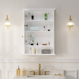 WELLFOR GRACE Solid Wood 24-in x 34-in Surface Mount White Mirrored Soft Close Medicine Cabinet