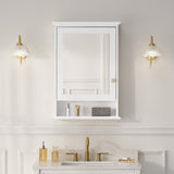 WELLFOR GRACE Solid Wood 24-in x 34-in Surface Mount White Mirrored Soft Close Medicine Cabinet